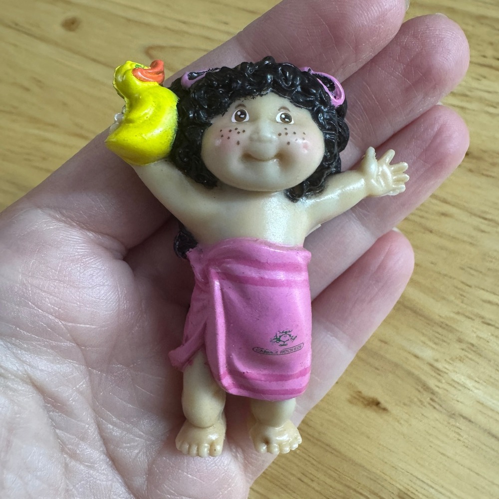 Vintage Cabbage Patch Kids Mini Figure Kid Bath Time‎ Duck Pink Towel